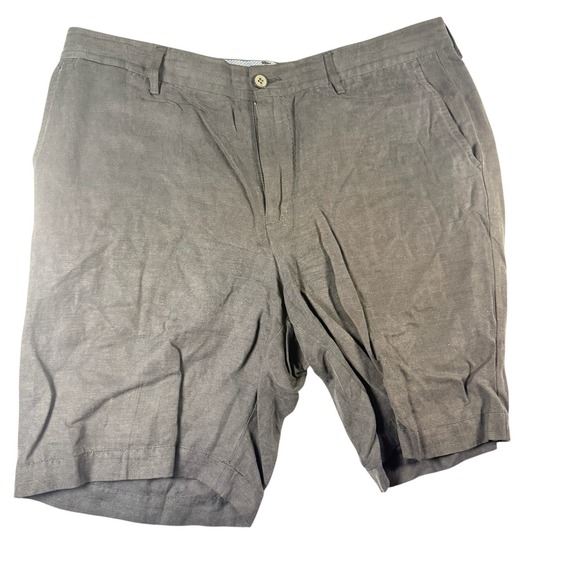 Tommy Bahama Other - Tommy Bahama Shorts Mens 35 Gray Excellent Silk Linen Blend Flat Front Chino